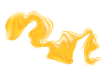 Fluid yellow gold neon glow futuristic flowing wave form, iridescent holographic splashing isolated PNG design element, transparent background. Dream glow abstract geometric shape.