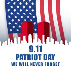 Banners commemorating the September 11 attacks. Patriot Day 9/11 Commemorative Banners with US flags. Patriot Day Banners.