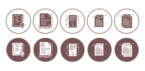 Set of Document Icons. Copy Paste Icon, News Paper Icon. Approved Icon etc.