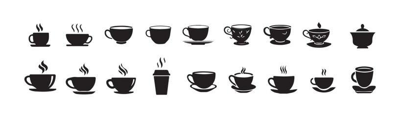 Set of cups silhouette, coffee cup icon sign vector illustration eps 10.