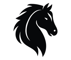 Horse head silhouette logo vector icon illustration, horse black vector clip art design on a white background