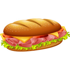 Isolated Sandwich Art Design with Transparent Background