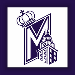 Fototapeta premium A luxurious golden letter m logo background for royal identity