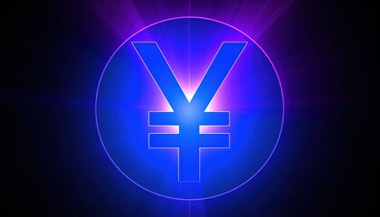 Obraz premium Radiant Japanese Yen Symbol with Energetic Aura for Financial Designs