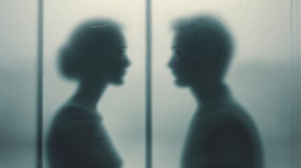 Couples silhouettes reflect deep emotions in a mysterious, intimate setting during twilight hours