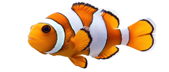 Clownfish swimming Isolated on Transparent Background, Cut Out, Collection Aquatic Animals