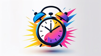 Vibrant alarm clock with colorful design showing time, emphasizing urgency and creativity