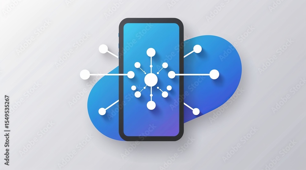 Fototapete Digital smartphone with data network graphic illustrating connectivity concepts in modern technology