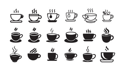Coffee cup icon  set. Tea cup sign collection. Mocha symbol or logo, minimalist coffee Cup vector design. vector illustration eps 10.
