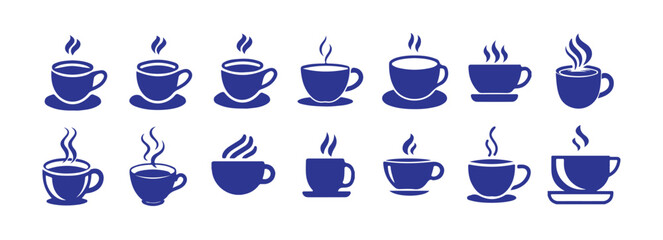 Cofee cup  icon. Silhouette tea cup symbol, espresso sign in vector flat, Tea and coffee cup icon bundle set. cup a coffee icon vector illustration eps 10.