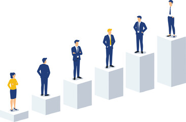 Professional Growth and Career Advancement: Step-by-Step Progression Illustration for Business Success flat vector illustration