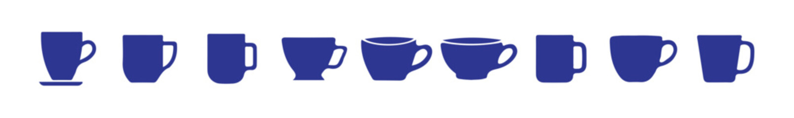 Coffee cup icon set. Tea cup illustration sign collection. Mocha symbol, vector illustration eps 10.