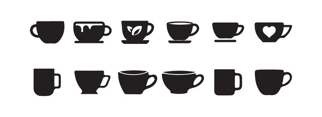 Coffee cup icon set. Tea cup illustration sign collection. Mocha symbol, vector illustration eps 10.