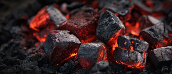 The glowing charcoal embers create a warm and inviting atmosphere for cooking.