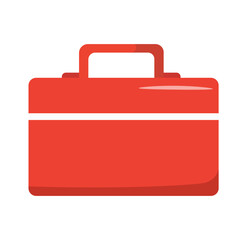 Red flat-style briefcase or toolbox icon, perfect for business, professional, or repair concept visuals.