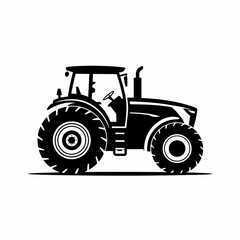 Obraz premium Isolated black and white tractor illustration with large tires and visible steering wheel design icon style