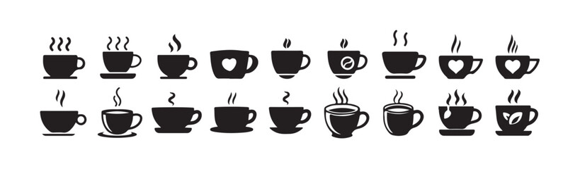 Coffee cup icon set. Cups of coffee tea collection. Hot drink icon. cup a coffee icon vector illustration eps 10.