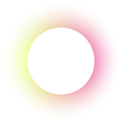 Round frame with light gradient. Holographic glowing border design. Modern soft geometric blurred template. Pastel futuristic round transparent template.