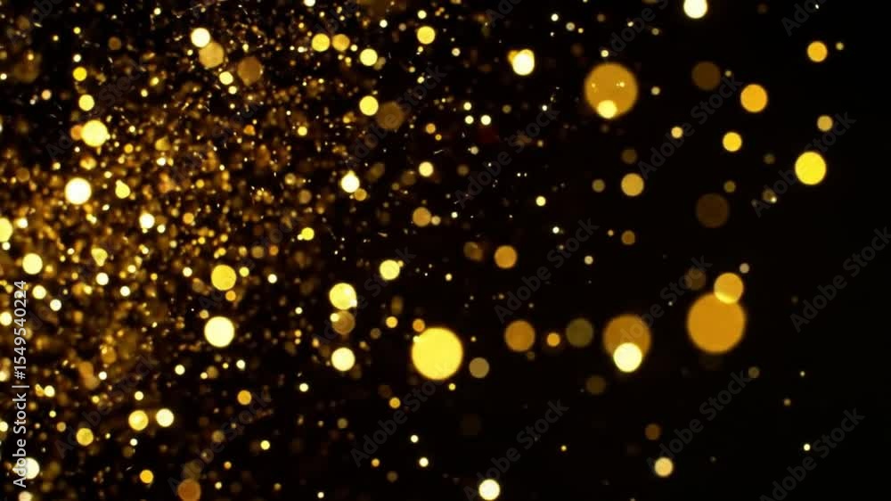 Aufkleber elegant gold glitter particles floating and sparkling on a dark background creating a festive atmosp