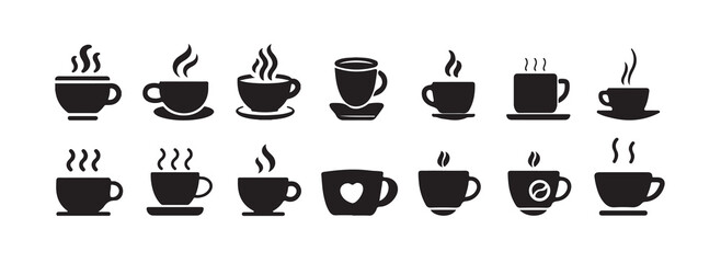Coffee cup icon set. Cups of coffee tea collection. Hot drink icon. cup a coffee icon vector illustration eps 10.