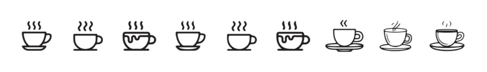 Coffee cup icon set, Coffee mug icon sign symbol design. coffee cup icon vector isolated on white background. vector illustration eps 10.