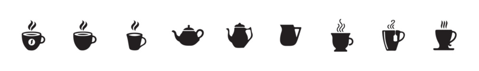Hand-Drawn Cup and Mug Icon Pack, Monochrome Cup and Mug Vector Set, vector illustration eps 10.