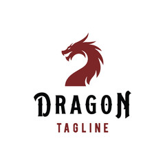 Creative mythological legend fire dragon logo template design.logo for emblem, tattoo, branding.