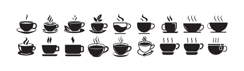 Cup cofee icon. Silhouette tea cup symbol, cup a coffee icon silhouetee. vector illustration eps 10.