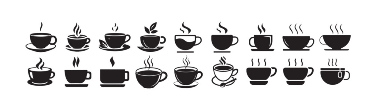Cup cofee icon. Silhouette tea cup symbol, cup a coffee icon silhouetee. vector illustration eps 10.