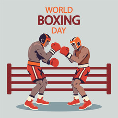 Boxing World Day boxers sparring, vector art illustration.