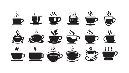 Coffee cup icon set. Tea cup illustration sign collection. Mocha symbol.  hot coffee cup icons design, vector illustration eps 10.