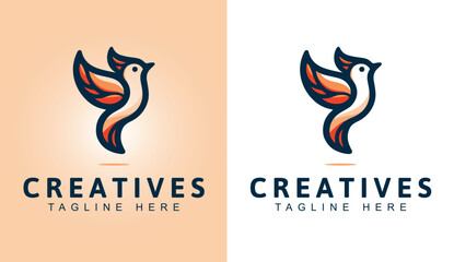 Royal Bird Logo with Crown in Elegant Modern Style for Luxury Branding