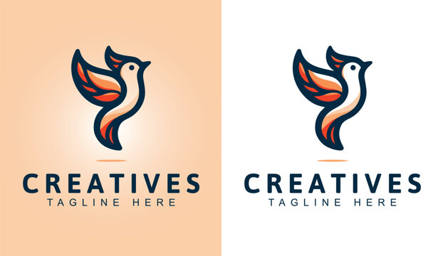 Royal Bird Logo with Crown in Elegant Modern Style for Luxury Branding