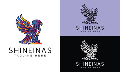 Stylized Eagle Emblem in Flat Vector Style for Professional Branding