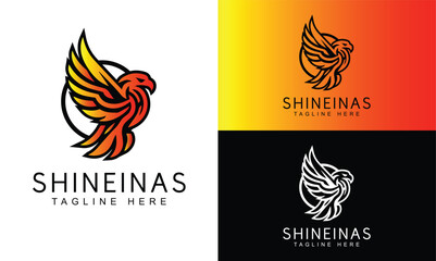 Fire Phoenix Bird Logo Bold Mythical Flame Symbol in Vector Style