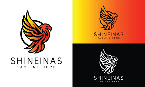Fire Phoenix Bird Logo Bold Mythical Flame Symbol in Vector Style