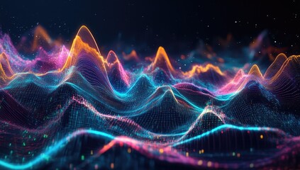 Fototapeta premium Abstract digital landscape of colorful, interconnected data points