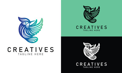 Modern Gradient Bird Logo with Vibrant Colors in Circular Shape for Creative Branding