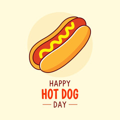 Hot dog happy day banner inscription, vector art illustration.