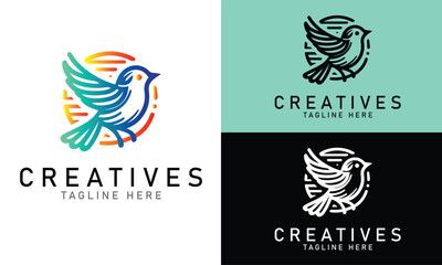 Colorful Abstract Bird Logo Design in a Modern Round Shape for Branding and Business Use