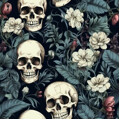 Vintage Floral Skull Patterns in High Quality Design for Unique Artistic Projects