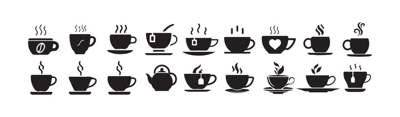 Coffee cups, hot drink, cafe.coffee cup icon silhouette, minimal art on a white background. vector illustration eps 10.