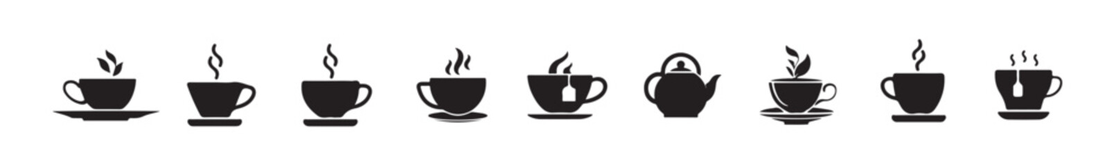 Coffee cups, hot drink, cafe.coffee cup icon silhouette, minimal art on a white background. vector illustration eps 10.