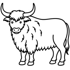 Himalayan Yak Line Art Graphic