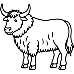 Himalayan Yak Line Art Graphic