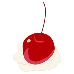 Illustration of Cherry with Whipped Cream cartoon style