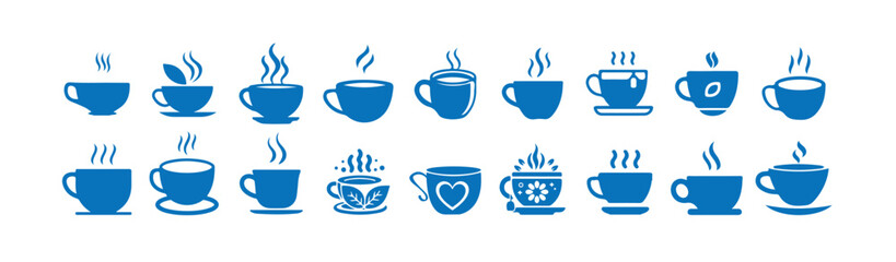 Tea cup icon bundle set, Cup hot icons set. Coffe or tea cups icon collection. vector illustration eps 10.