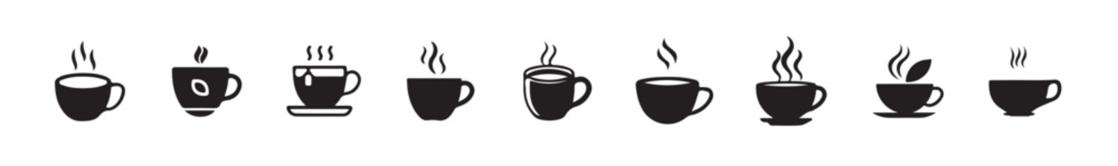 Tea cup icon bundle set, Cup hot icons set. Coffe or tea cups icon collection. vector illustration eps 10.