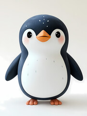 This cartoon penguin is a cute and happy bird character. It has an orange beak and lovely eyes.