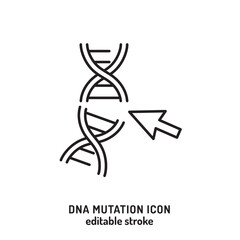 DNA mutation icon. Editable vector illustration of damaged DNA strand.